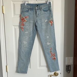 White House Black Market the Girlfriend denim jean with Floral Accents
